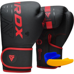 Боксерские перчатки RDX F6 Kara Matte, 16 унций, кожа Maya Hide™, поглощение ударов Quadro Dome 3, вентиляция QD1, красный, 