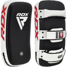 Пади для тайського боксу RDX T1 Curved Thai Kick Pad White (1 штука), Шкіра Maya Hide, Система фіксації Quick-EZ™ на липучці, Чорно-білий