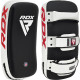 Пади для тайського боксу RDX T1 Curved Thai Kick Pad White (1 штука), Шкіра Maya Hide, Система фіксації Quick-EZ™ на липучці, Чорно-білий