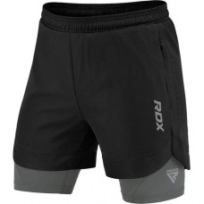 Компресійні шорти для MMA RDX T16 2-в-1 BLACK/GREY, Розмір XL, Поліестер, Спандекс, Чорно-сірий