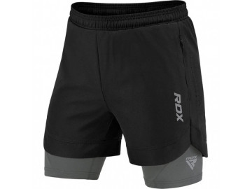 Компресійні шорти для RDX MMA T16 2-в-1 BLACK/GREY-M