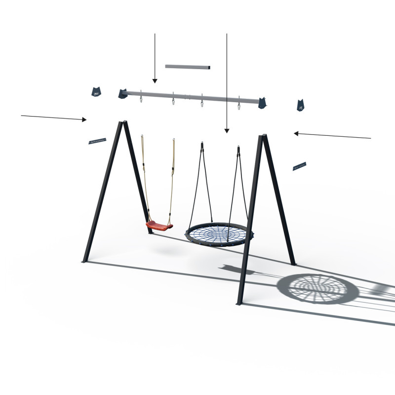Стойка для подвесной качели WCG 2 Play Frame Двухместная + Качели гнездо + пластиковые качели
