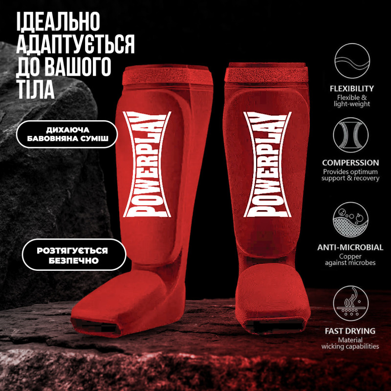 Захист гомілки і стопи PowerPlay 3054 Classic Shin Червоні XL