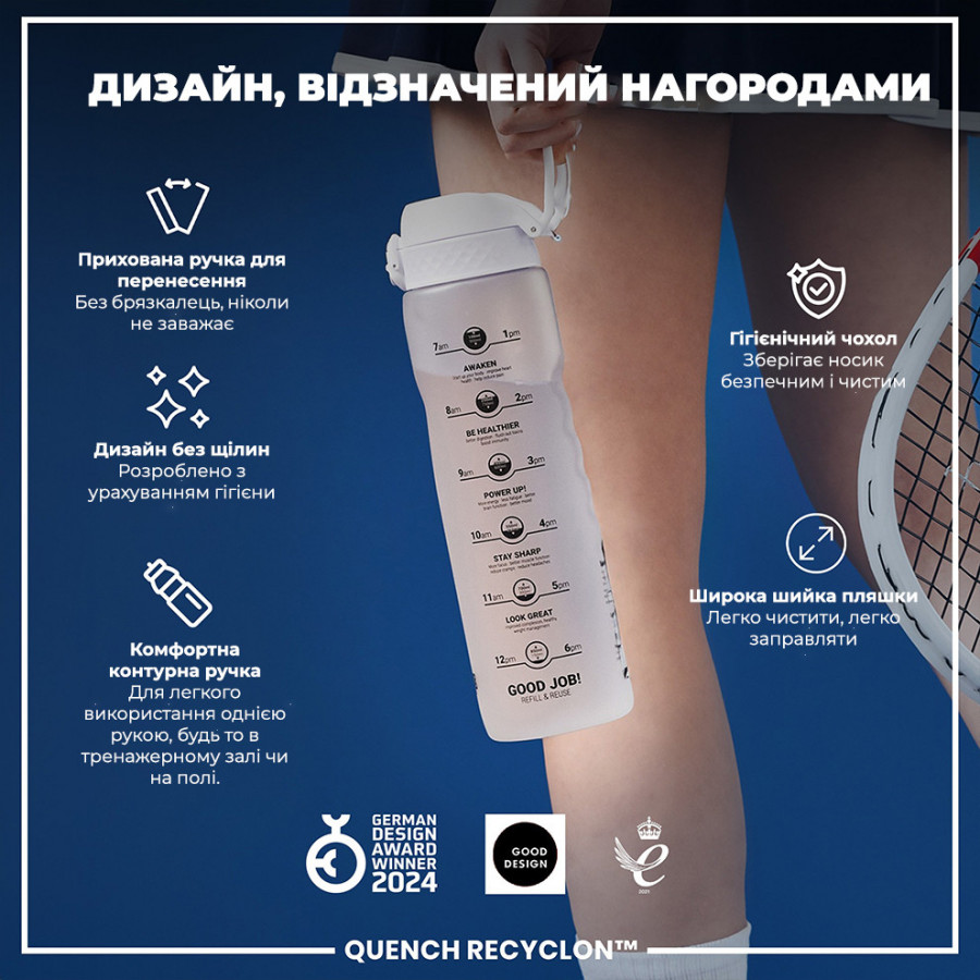 Пляшка для води ION8 1000 мл. (ЕКО пляшка) BPA Free, Times To Drink, BPA Free, Ice