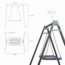 Каркас для детских качелей WCG 1 Elite 60х60 Play Frame + качели пластиковые Blow