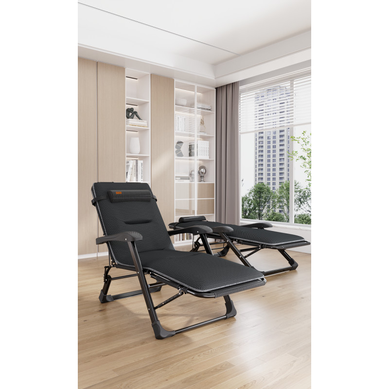 Раскладное кресло шезлонг садовый + матрас FCB-S07PM