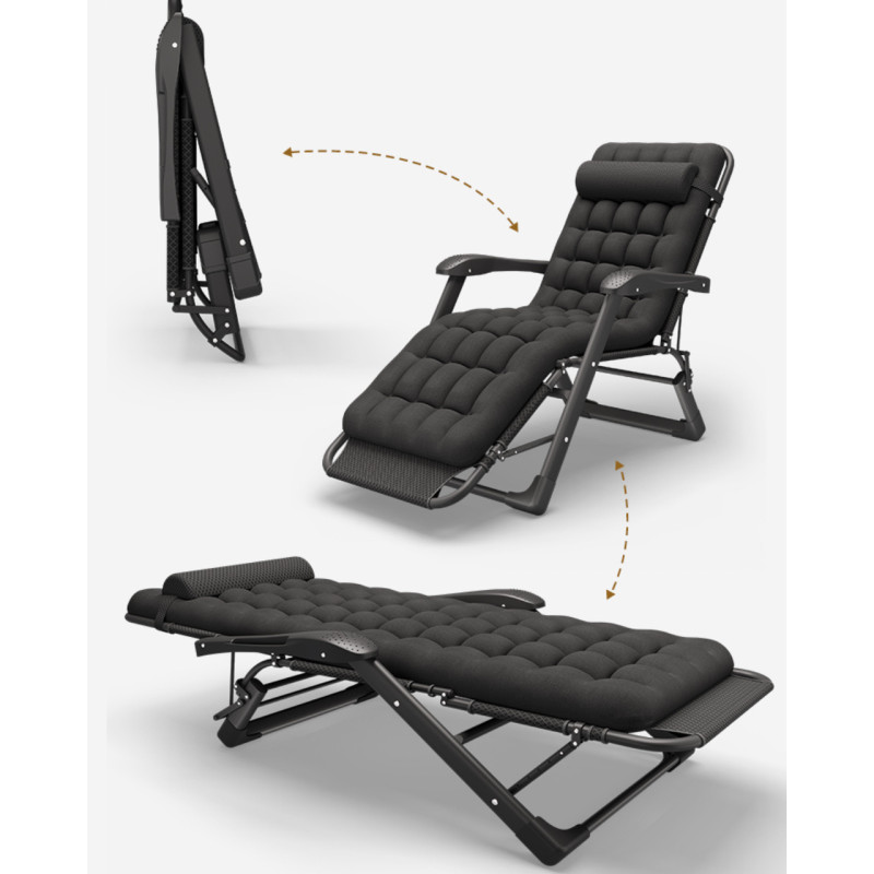 Раскладное кресло шезлонг садовый с подушкой WCG FCB-S06PP