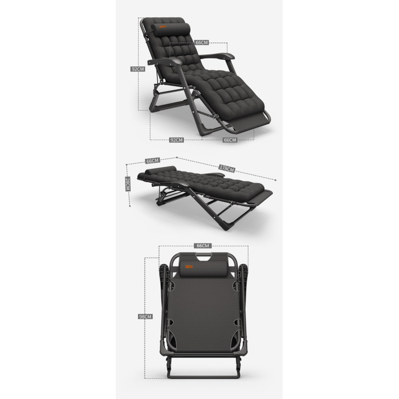 Раскладное кресло шезлонг садовый с подушкой WCG FCB-S06PP