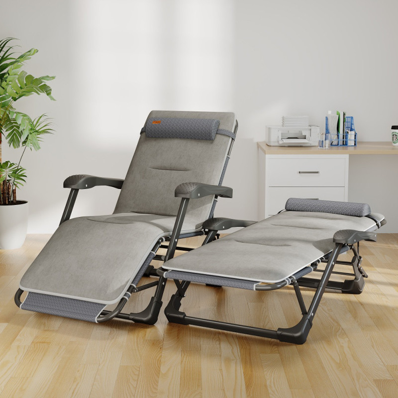 Раскладное кресло шезлонг садовый с подушкой WCG FCB-S03PС