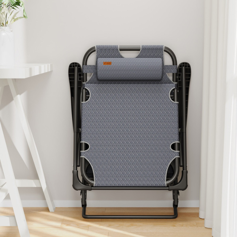 Раскладное кресло шезлонг садовый с подушкой WCG FCB-S03PС