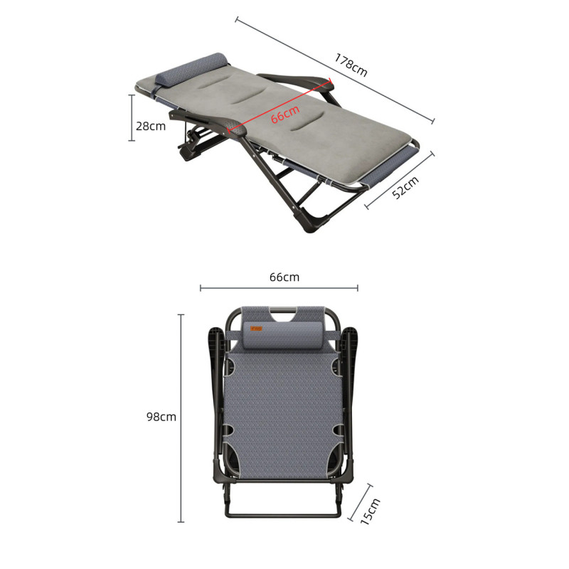 Раскладное кресло шезлонг садовый с подушкой WCG FCB-S03PС