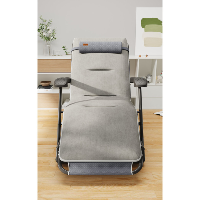 Раскладное кресло шезлонг садовый с подушкой WCG FCB-S03PС