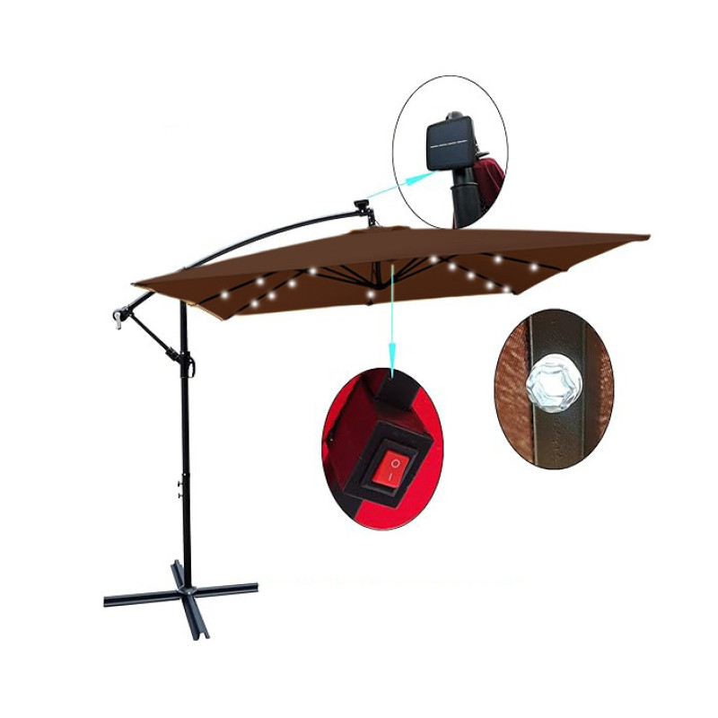 Зонт садовый c LED-подсветкой 2,5×2,5 м Коричневый + чехол WCG