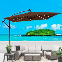 Парасоля садова з LED-підсвіткою 2,5м x 2,5м Коричневий + чохол WCG