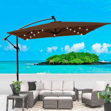 Зонт садовый c LED-подсветкой 2,5×2,5 м Коричневый + чехол WCG