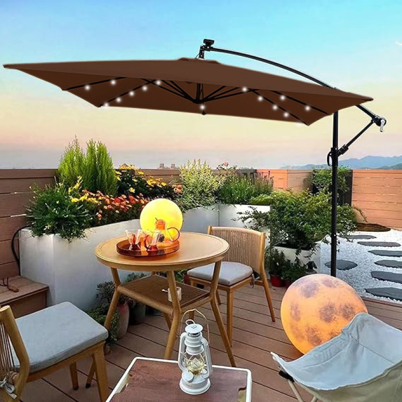 Зонт садовый c LED-подсветкой 2,5×2,5 м Коричневый + чехол WCG