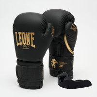 Боксерські рукавиці Leone GN059D Black/Gold, 12 унцій, PU, FLEX PU, Чорно-золотий