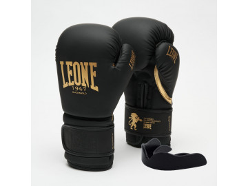 Боксерські рукавиці Leone GN059D Black/Gold 12 унцій (капу в комплекті)