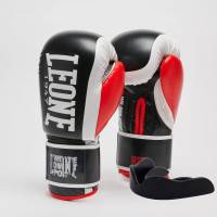 Боксерські рукавиці Leone GN333 LOGO WACS Black, 12 унцій, Flex-PU, Чорний