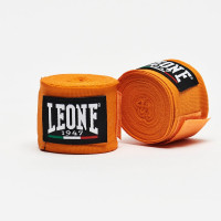 Бинты для бокса Leone AB705 Orange, Комплект: 2 шт. с футляром, Длина 3.5 м, Хлопок, Нейлон, Эластан, Оранжевый