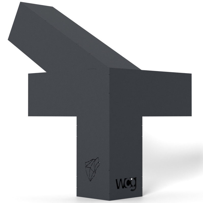 Кронштейн для соединения 3 брусьев 100×100 мм | Угол 30° (левая сторона, угловой монтаж + потолок)