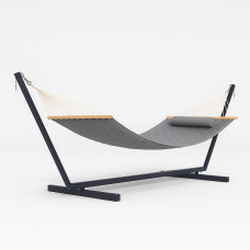 Стійка для гамака 50х50 + Двомісний гамак SOFT сірий XXL 200x140 з планками