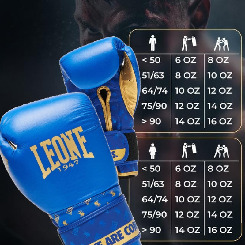 Боксерські рукавиці Leone GN220 DNA Blue 16 унцій (бинти 4 м. в комплекті)