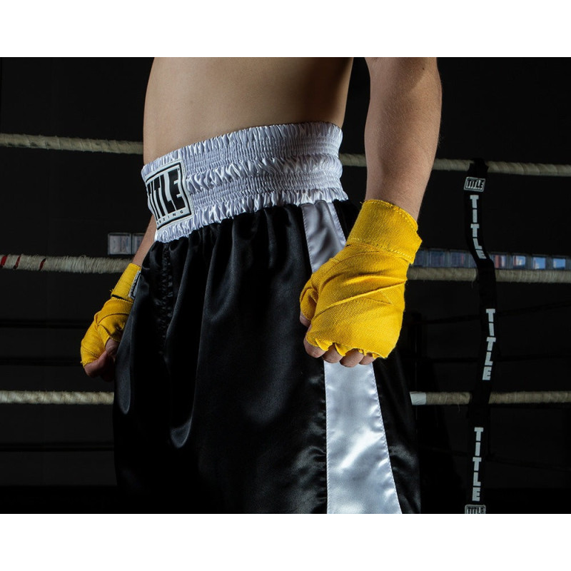 Бинти для боксу TITLE Boxing Mexican Style 180" Gold, Довжина 4,5 м, Напівеластичні, Спандекс, Поліестер, Жовтий