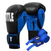 Боксерські рукавиці TITLE Boxing Dynamic Strike Black/Blue 14 oz