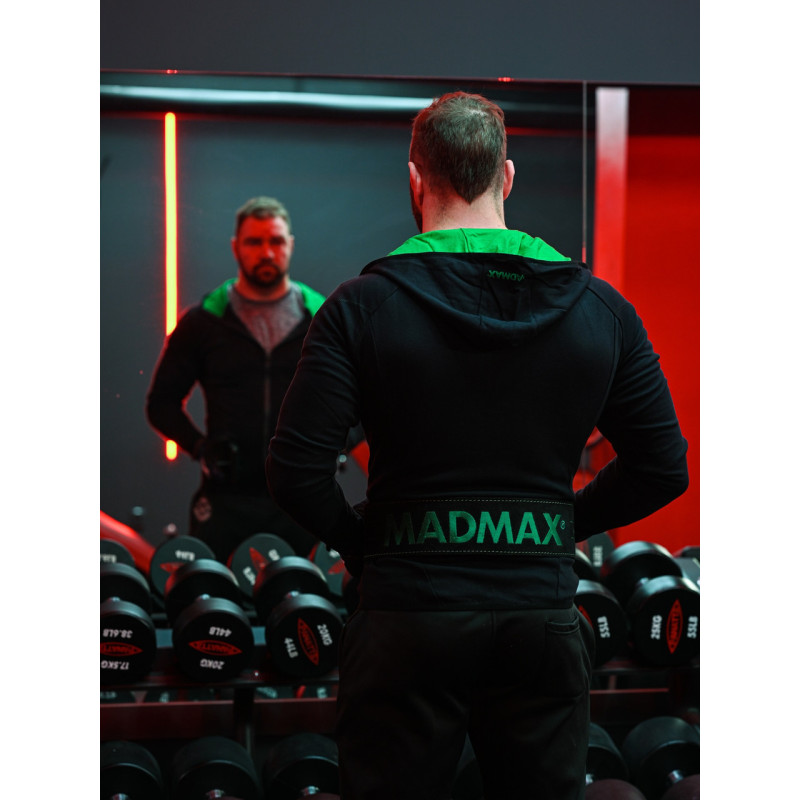 Пояс для важкої атлетики MadMax MFB-301 Suede Single Prong шкіряний Black/Green L