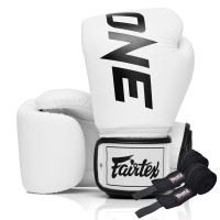 Боксерские перчатки Fairtex BGV1-ONE White (бинты в комплекте), Натуральная кожа, 10 унций, Белый