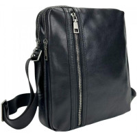 Чоловіча сумка шкіряна Tiding Bag через плече чорна