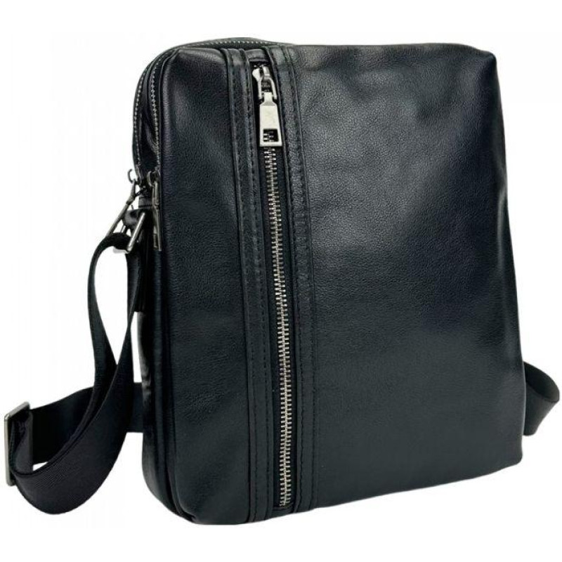 Мужская сумка кожаная Tiding Bag через плечо черная