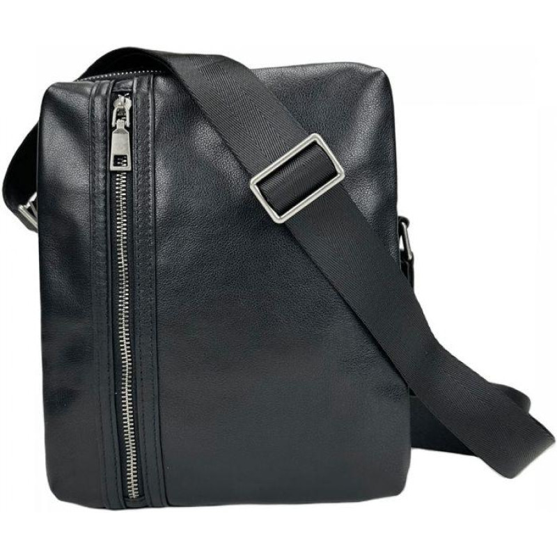 Мужская сумка кожаная Tiding Bag через плечо черная