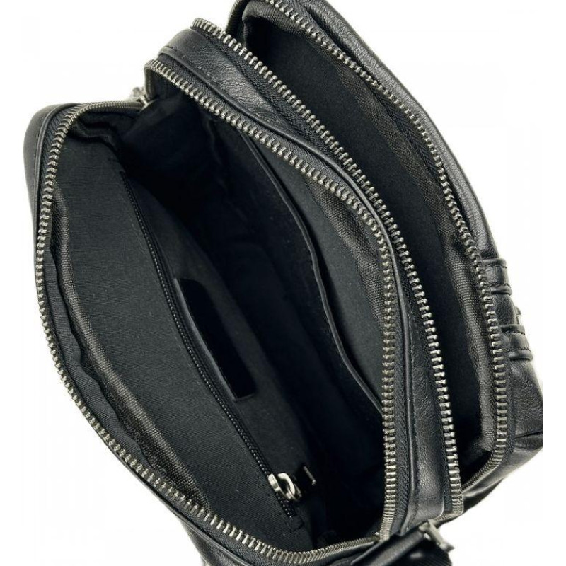 Мужская сумка кожаная Tiding Bag через плечо черная