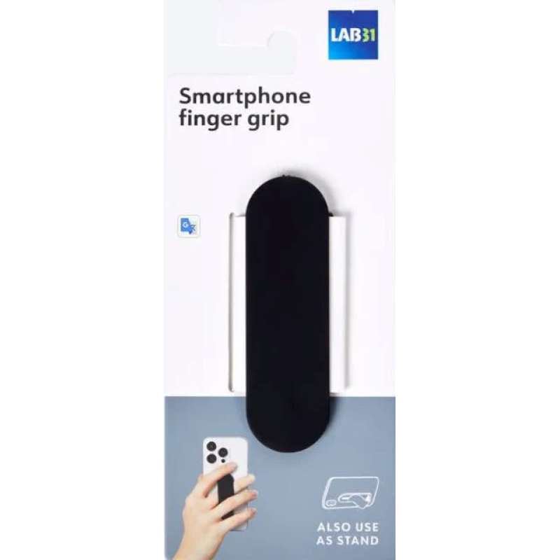 Тримач для пальця смартфона LAB31 Finger Grip з функцією підставки чорний