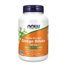 Добавка для здоровья, Ginkgo Biloba 120 mg Double Strength, NOW, 200 капсул