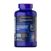 Для суглобів та зв'язок, Double Strength Glucosamine, Chondroitin & MSM, Puritan's Pride, 480 таблеток