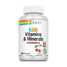 Витамины, Kid`s Vitamin & Minerals, Solaray, 120 жевательных таблеток (Чёрная черешня)