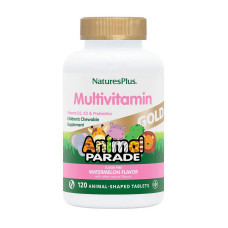 Мультивитамины, Animal Parade Gold Multivitamin, Natures Plus, 120 таблеток (Арбуз)