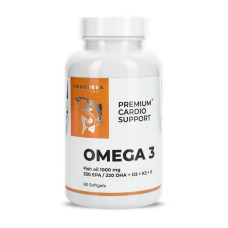 Омега-3, Omega 3 Premium Cardio Support, Progress Nutrition, 60 капсул