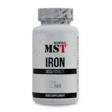 Железо, Iron Bisglycinate 21 mg, MST, 60 капсул