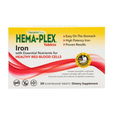 Добавка для здоровья, Hema-Plex Iron Tablets, Natures Plus, 30 таблеток