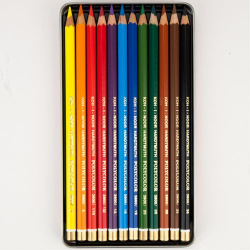 Олівці кольор. художні POLYCOLOR, 12 кол., мет.уп.