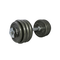 LiveUp Dumbbell Set гантеля наборная 20 кг (1 шт), черная, пластиковые диски с наполнителем, стальной гриф, резьбовое крепление, регулируемый вес, для силовых тренировок дома