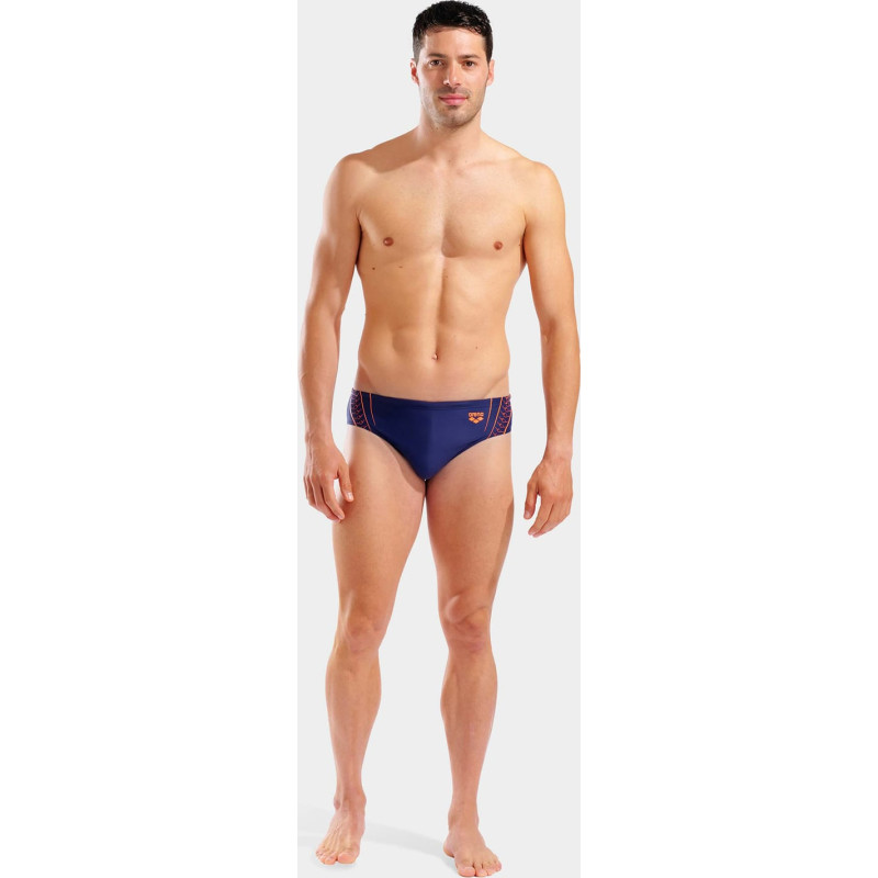 Плавки-сліпи для чоловіків Arena DOUBLE GRAPHIC SWIM BRIEFS темно-синій, помаранчевий Чол 100