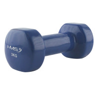 HMS гантеля вінілова 3 кг (1 шт), синя, вінілове покриття, ергономічна форма, нековзка поверхня, компактна, для фітнесу, аеробіки та домашніх тренувань