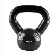 Гиря чавунна HMS KNV 4 кг вінілова чорна з ергономічною пофарбованою ручкою та плоским дном