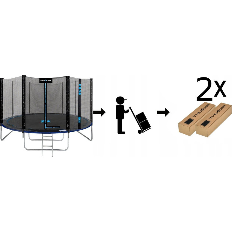 Батут THUNDER OUTSIDE PRO з зовнішньою сіткою 12 футів 366 см чорно-блакитний