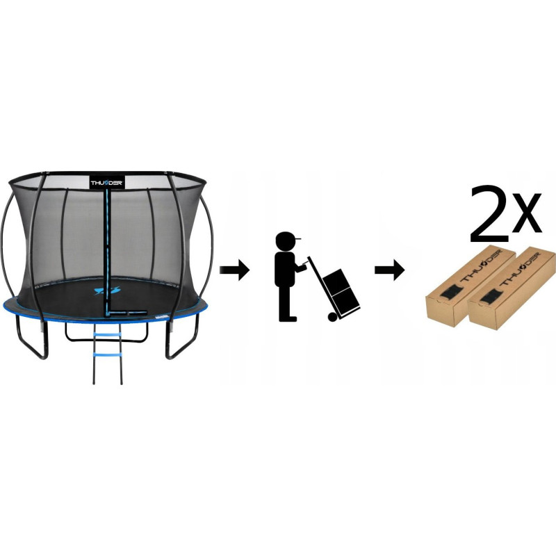 Батут THUNDER INSIDE ULTRA з внутрішньою сіткою 8 футів 255 см чорно-блакитний